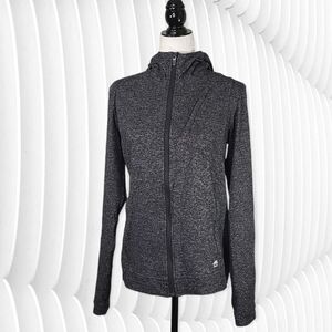 Roots Women's Hoodie Size S Warmup With Thumb Holes Grey/Black Made in Canada